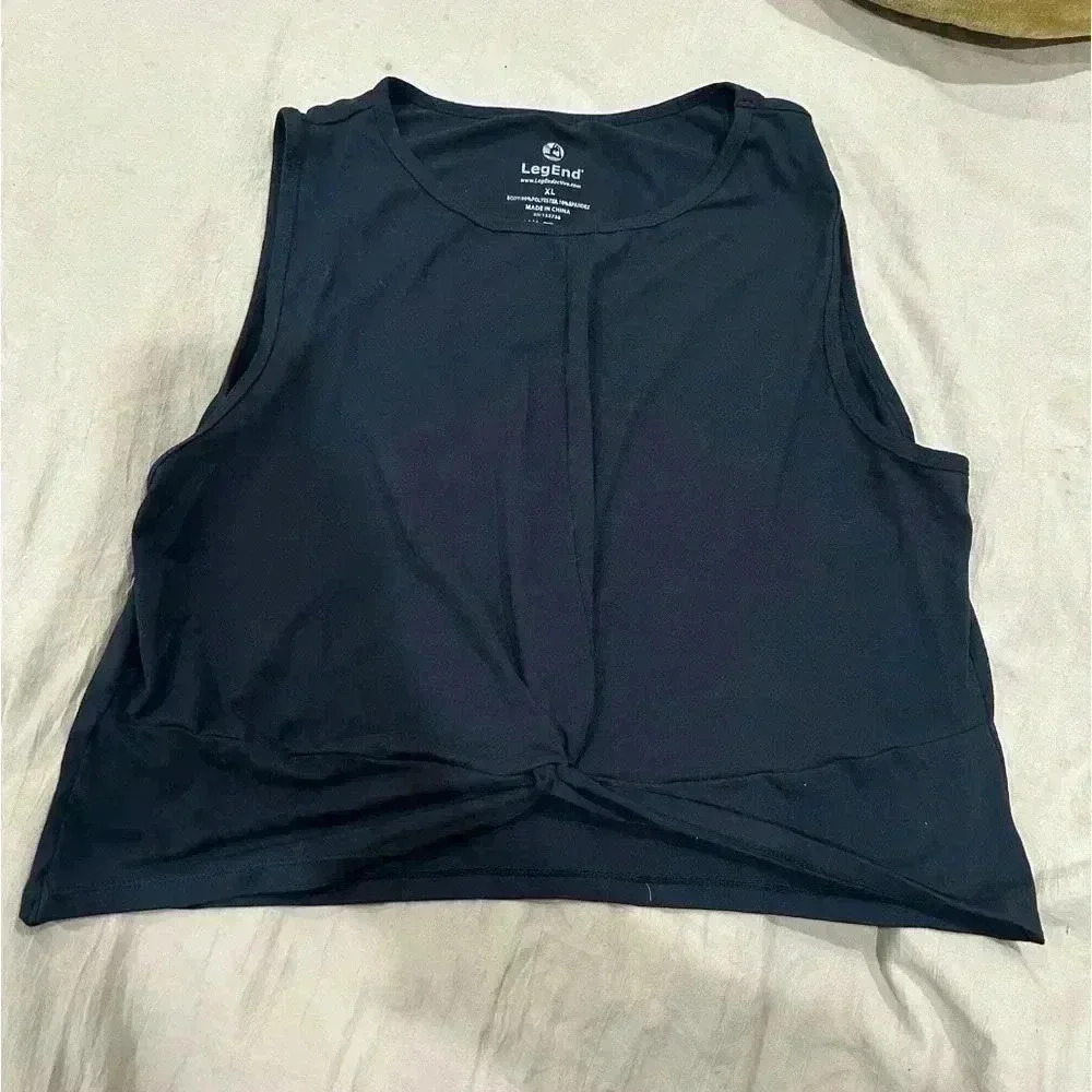 LegEnd Active Black Crop Tank Top XLarge Women's